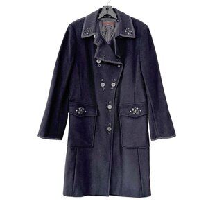 Vintage‎ Y2K Ramosport Black Overcoat Grommet Studded Cashmere Wool Coat